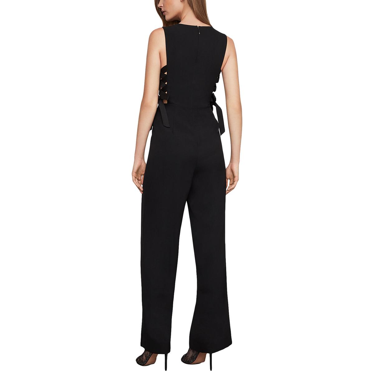 BCBG Max Azria Womens Black V Neck Cut Out Evening Jumpsuit S BHFO 4429 ...