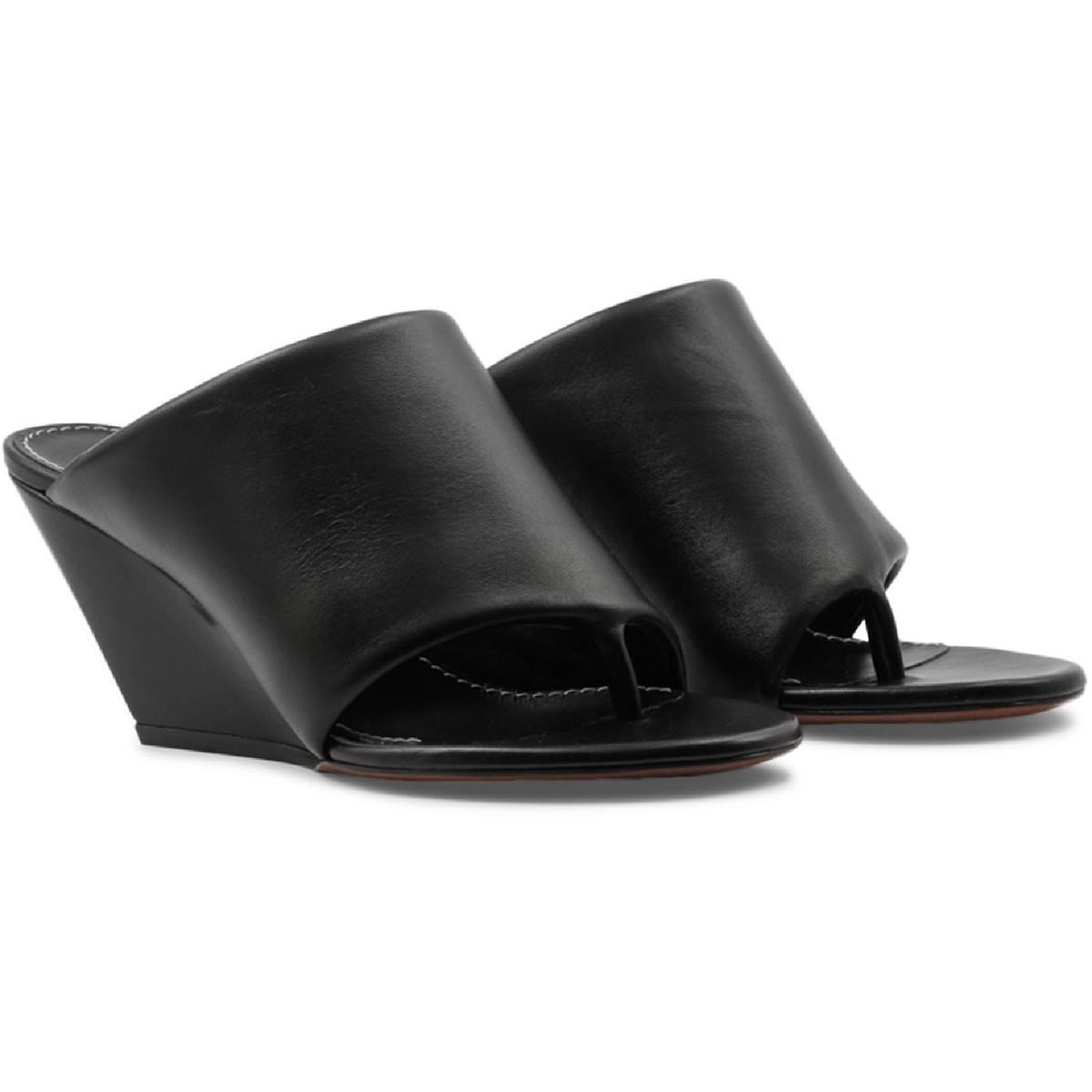 Pre-owned Proenza Schouler Womens Lamb Leather Wedge Heel Thong Sandals Shoes Bhfo 8939 In Black