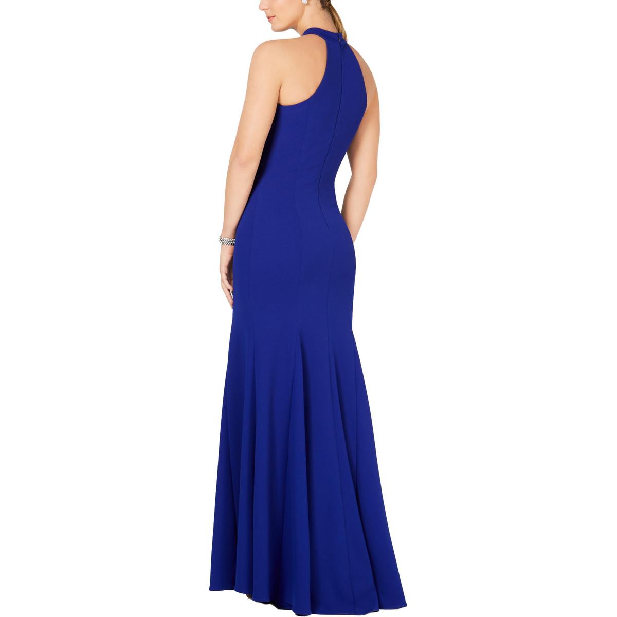 Xscape Womens Blue Halter Trumpet Formal Evening Dress Gown 6 BHFO 4394 ...
