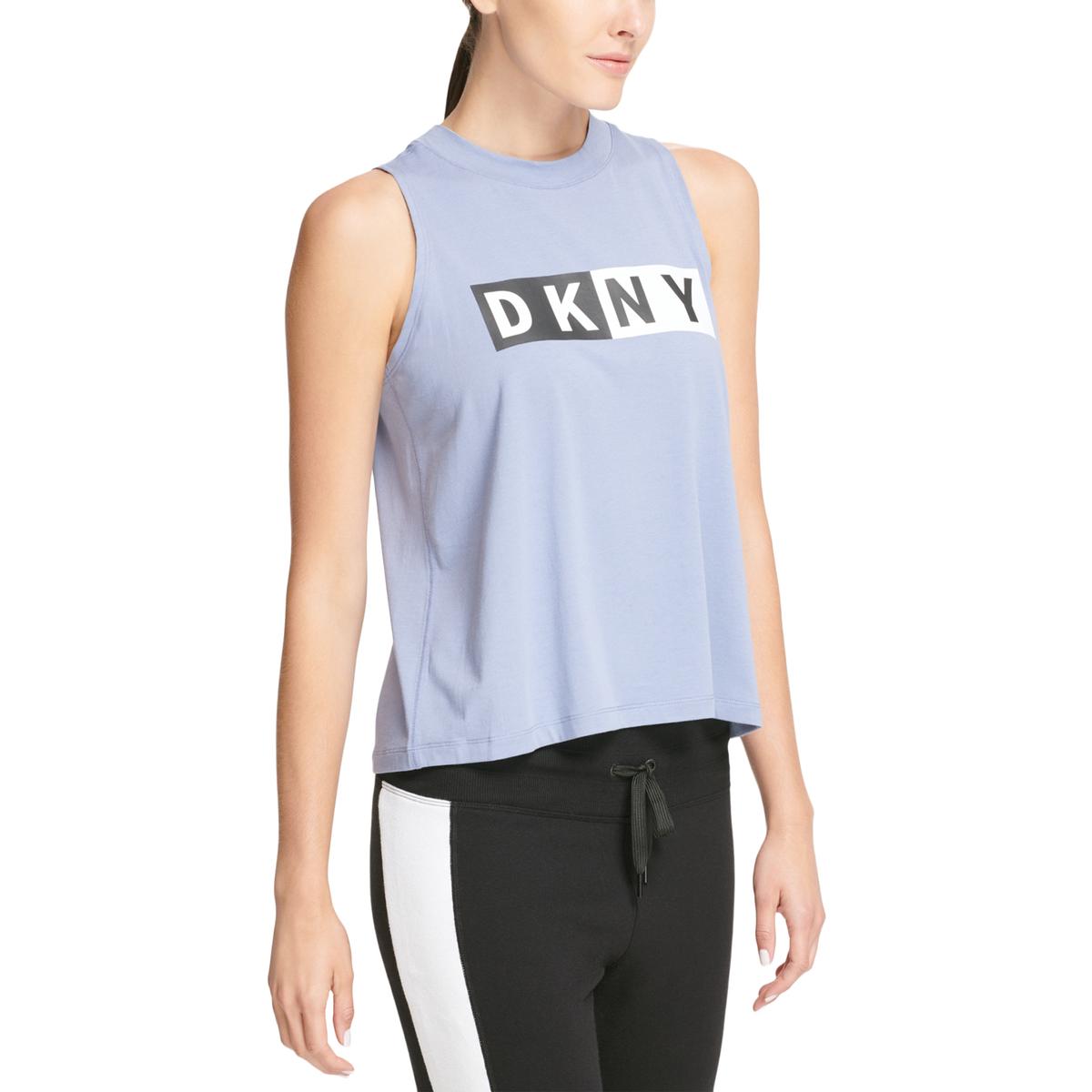 DKNY Sport Womens Blue Yoga Fitness Running Tank Top Athletic L BHFO