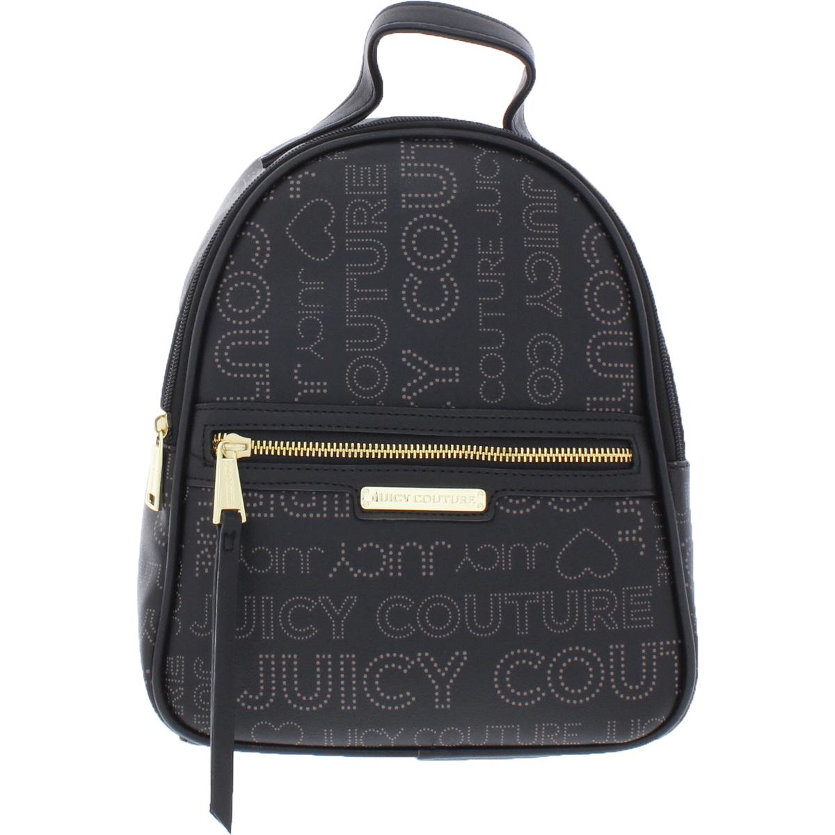 Juicy Couture Womens Promenade Black Faux Leather Logo Backpack Small ...