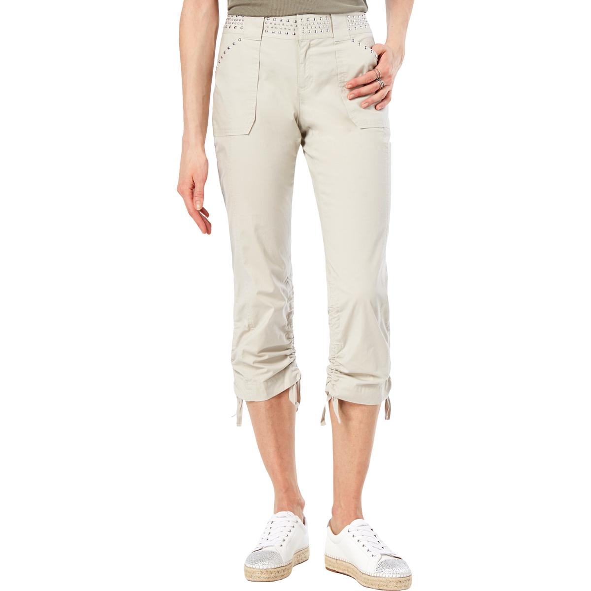 INC Womens Beige Regular Fit Studded Poplin Capri Pants 2 BHFO 8492 | eBay