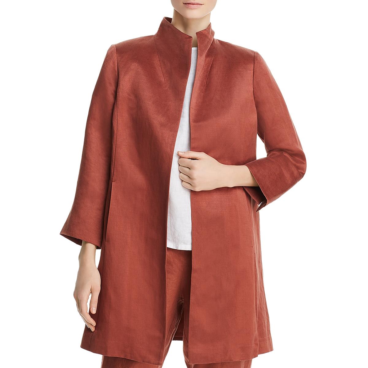 Eileen Fisher Womens Brown Linen Long Basic Jacket Blazer S BHFO 6007 ...