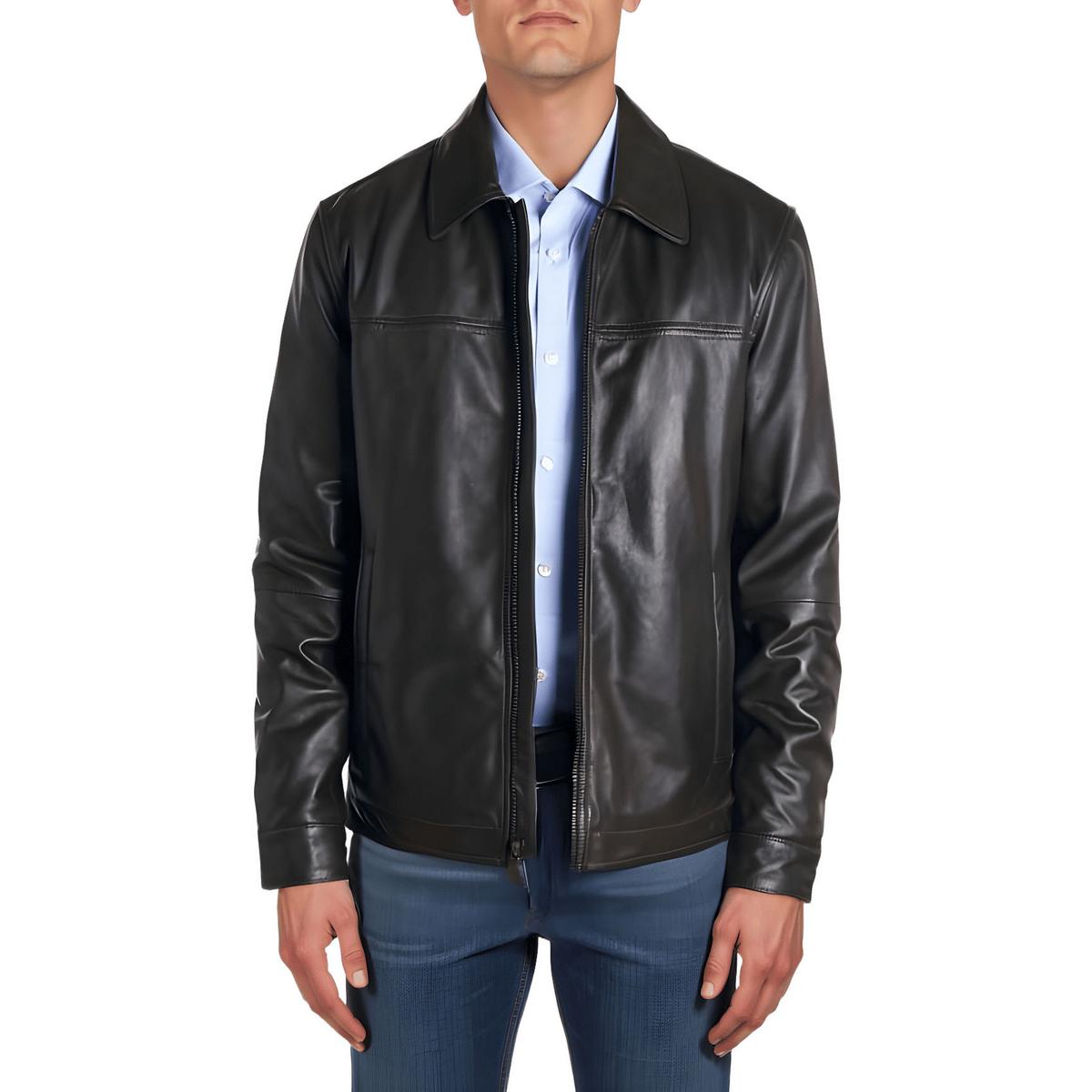 Perry Ellis Portfolio Мужская кожаная теплая куртка-пальто для холодной погоды BHFO 7707