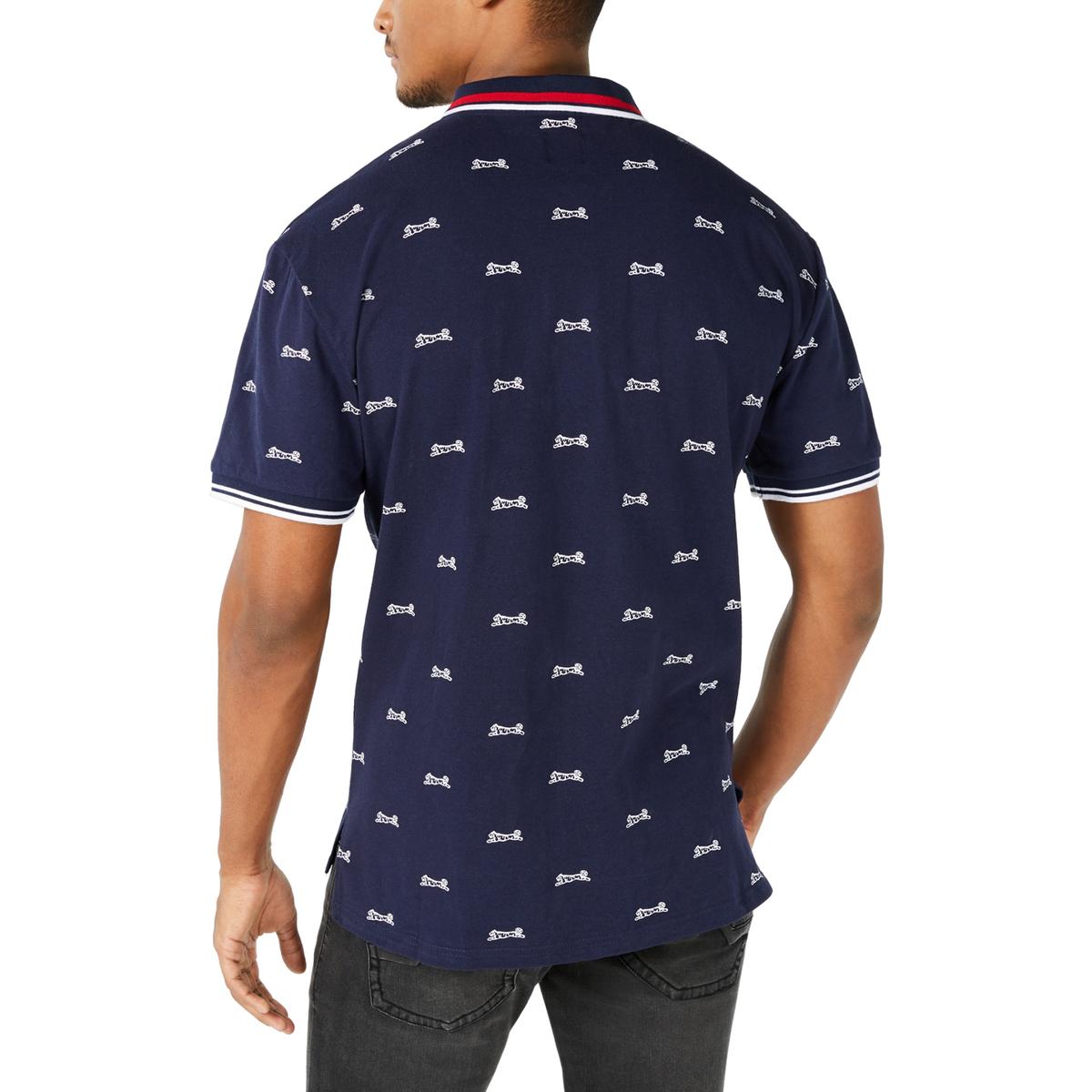 Le Tigre Mens Navy Animal Print Striped Everyday Polo Shirt XL BHFO ...