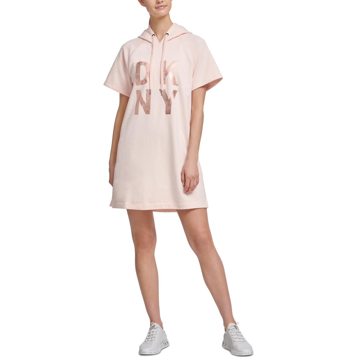 dkny sport logo hoodie dress