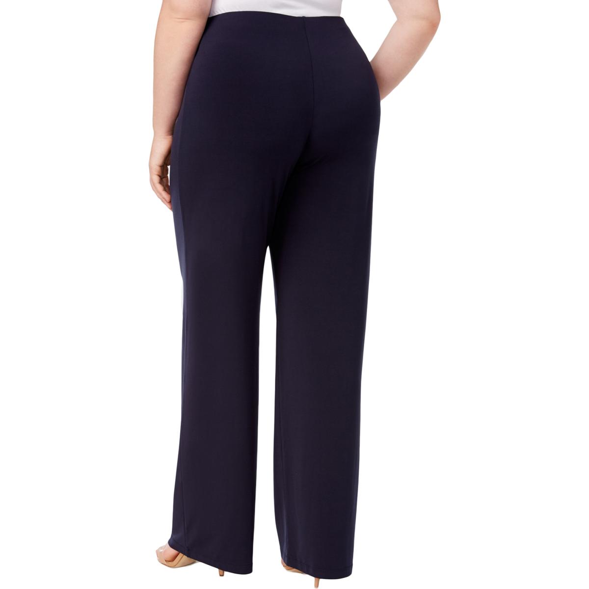 navy wide leg trousers plus size