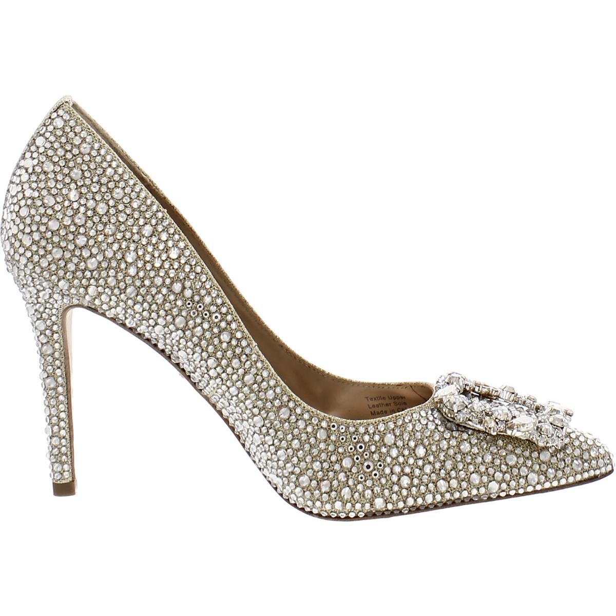 Badgley Mischka Womens Cher II Satin Rhinestone Pumps Shoes BHFO 