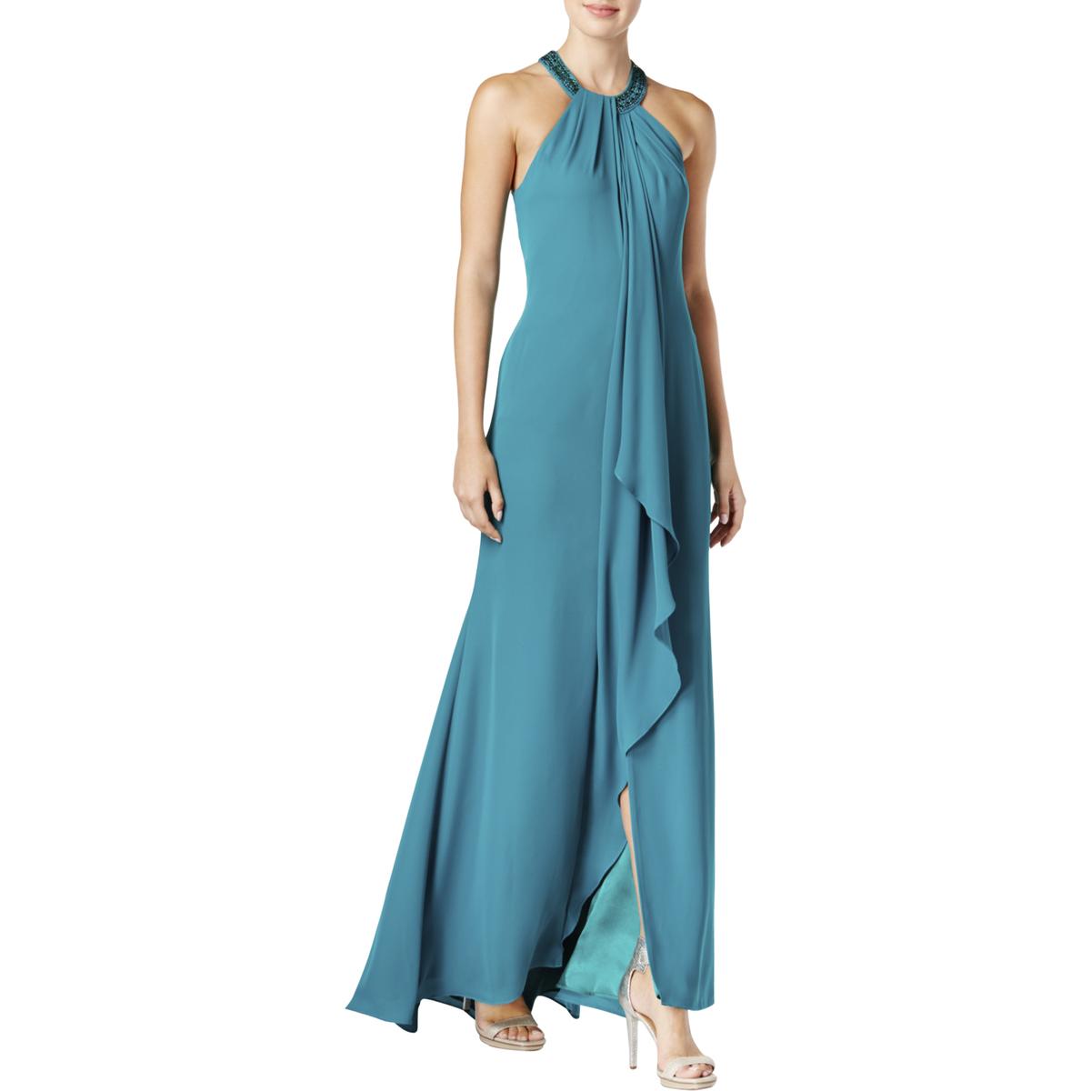 Calvin Klein Womens Green Chiffon Evening Formal Dress Gown 14 BHFO ...