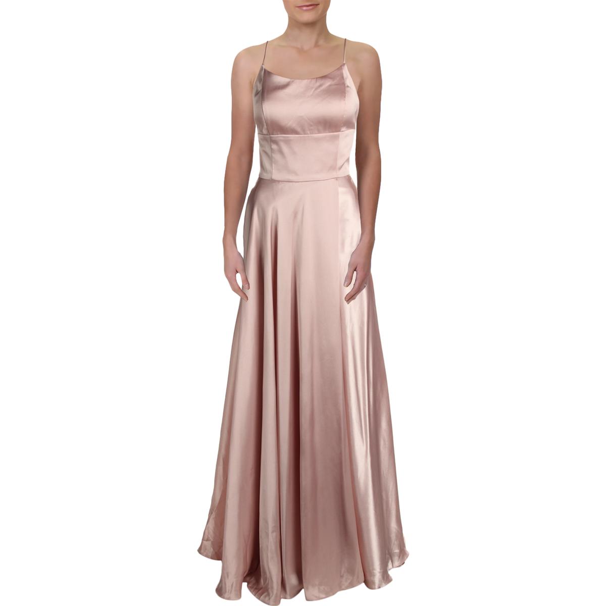 betsy and adam satin strappy back gown
