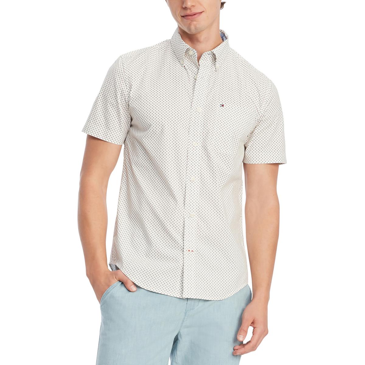Мужская рубашка на пуговицах из хлопка с принтом Tommy Hilfiger BHFO 6399