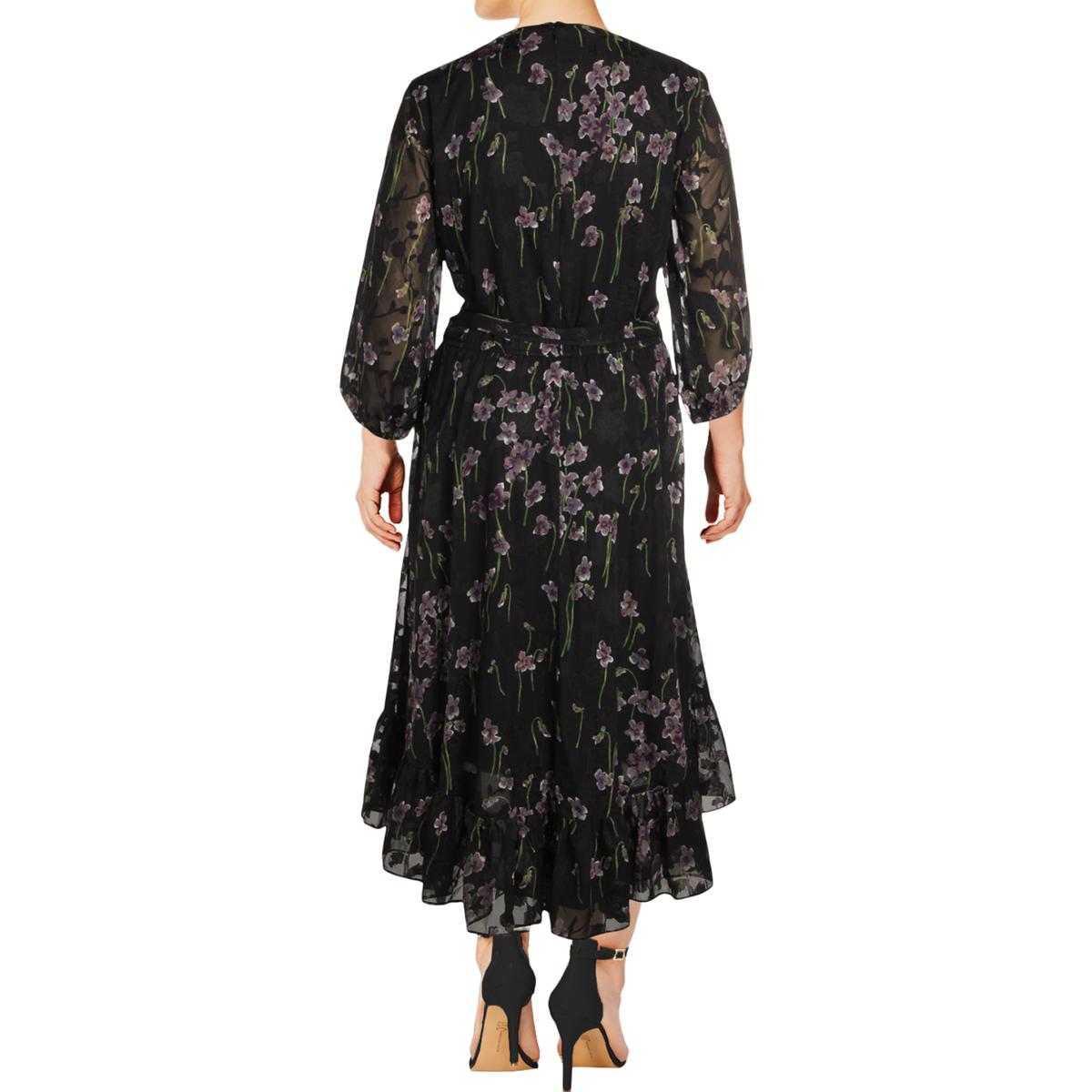 Lauren Ralph Lauren Womens Black Floral Textured Cocktail Dress 12 BHFO ...