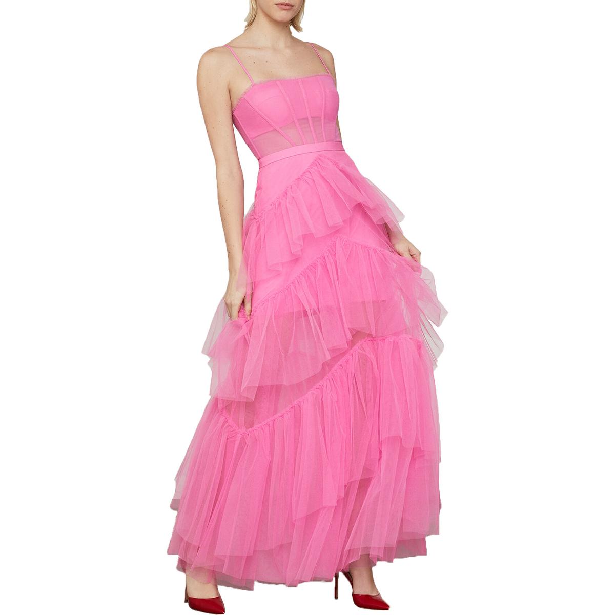 bcbg corset tulle gown pink