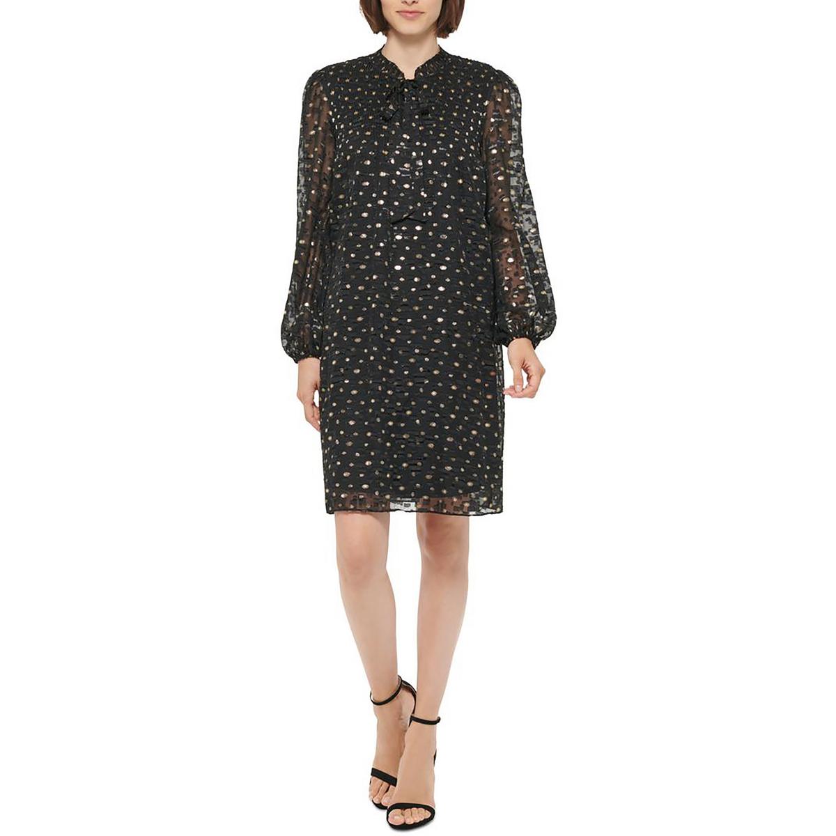 Женское платье-сорочка DKNY черного цвета металлик 12 BHFO 9467