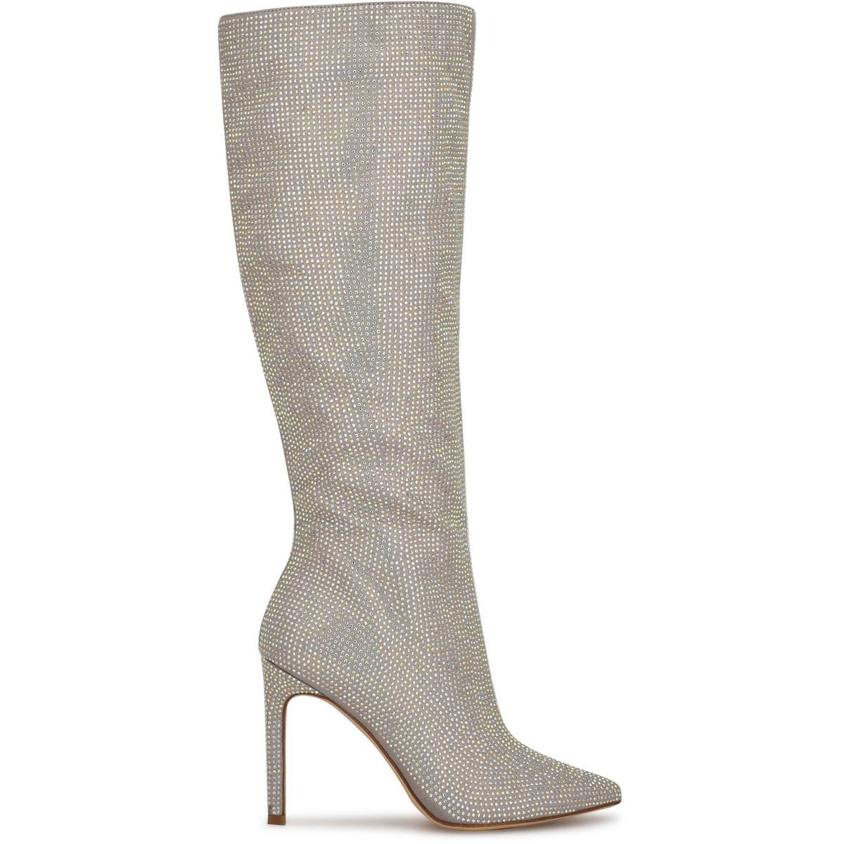 Nine West Womens Tysh Rhinestone Pointed Toe Knee-High Boots Heels BHFO 5411