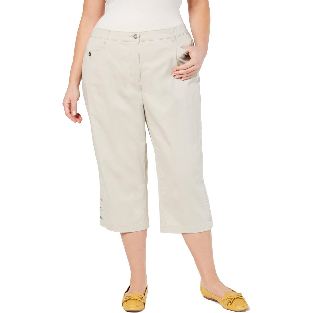 Karen Scott Womens Beige Tummy Control Khaki Capri Pants Plus 22W BHFO ...