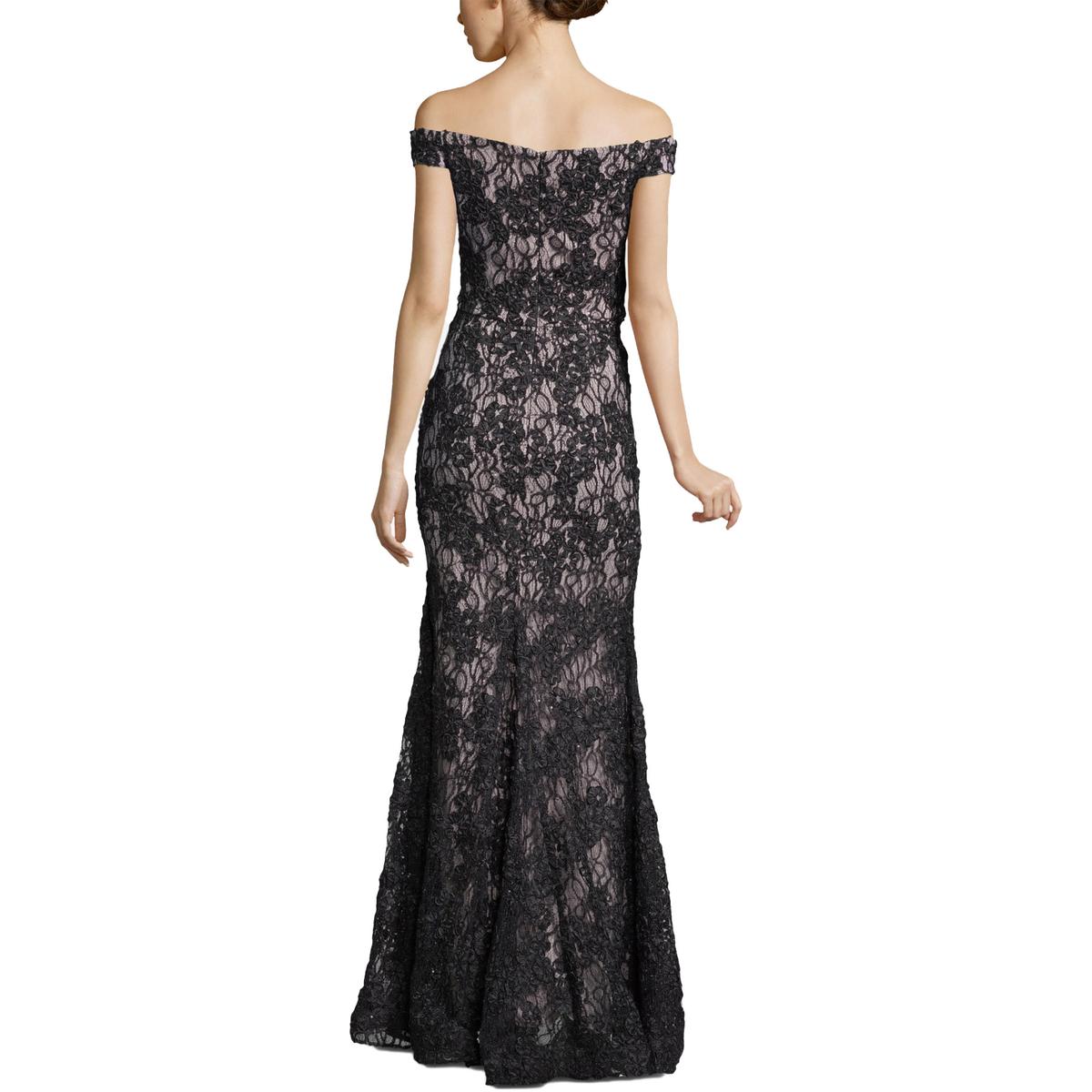 Xscape Womens Black Lace OffTheShoulder Formal Evening Dress Gown 14