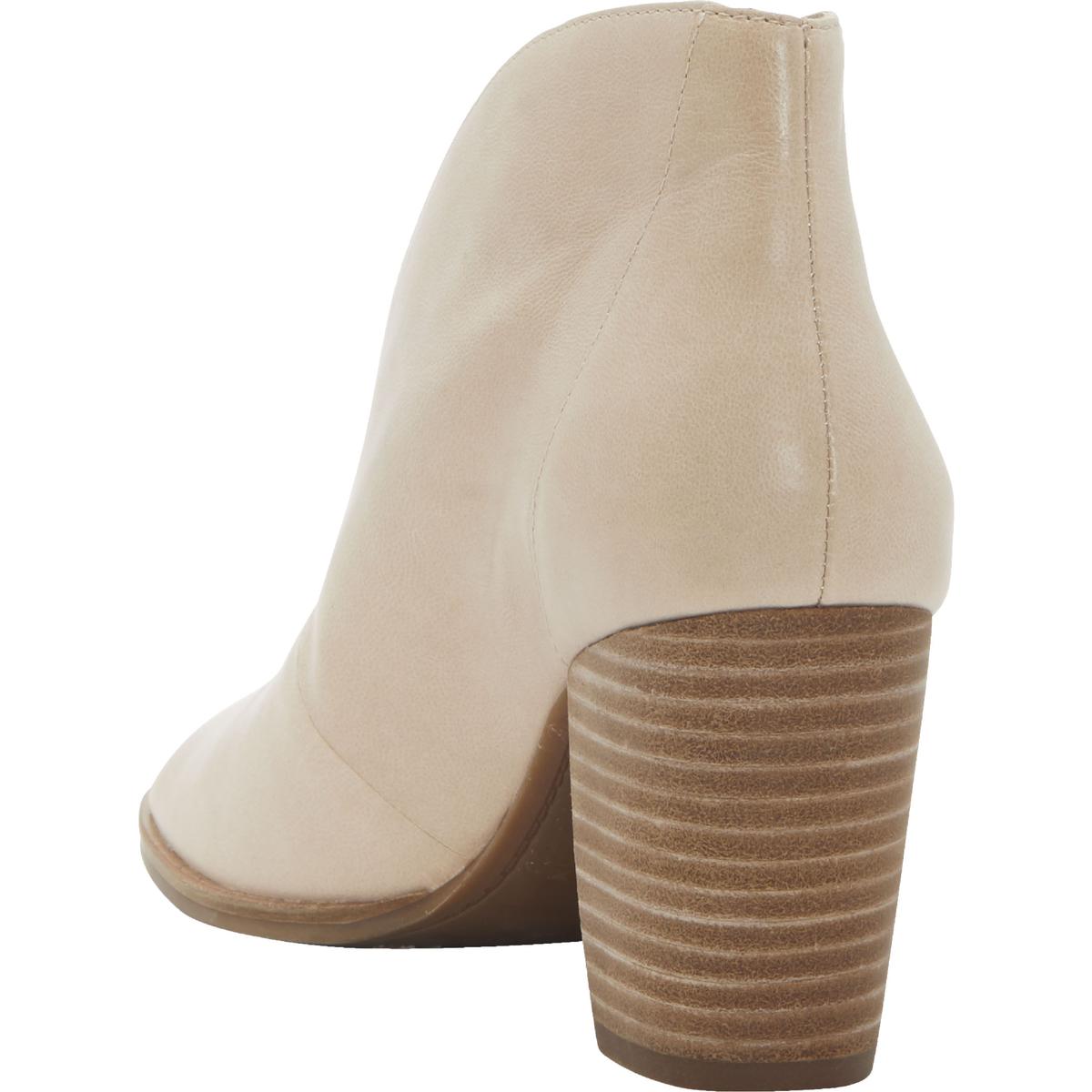 Lucky Brand Womens Joal Beige Leather Block Heels Shoes 9 Medium (B,M) BHFO 5492 - Picture 5 of 6