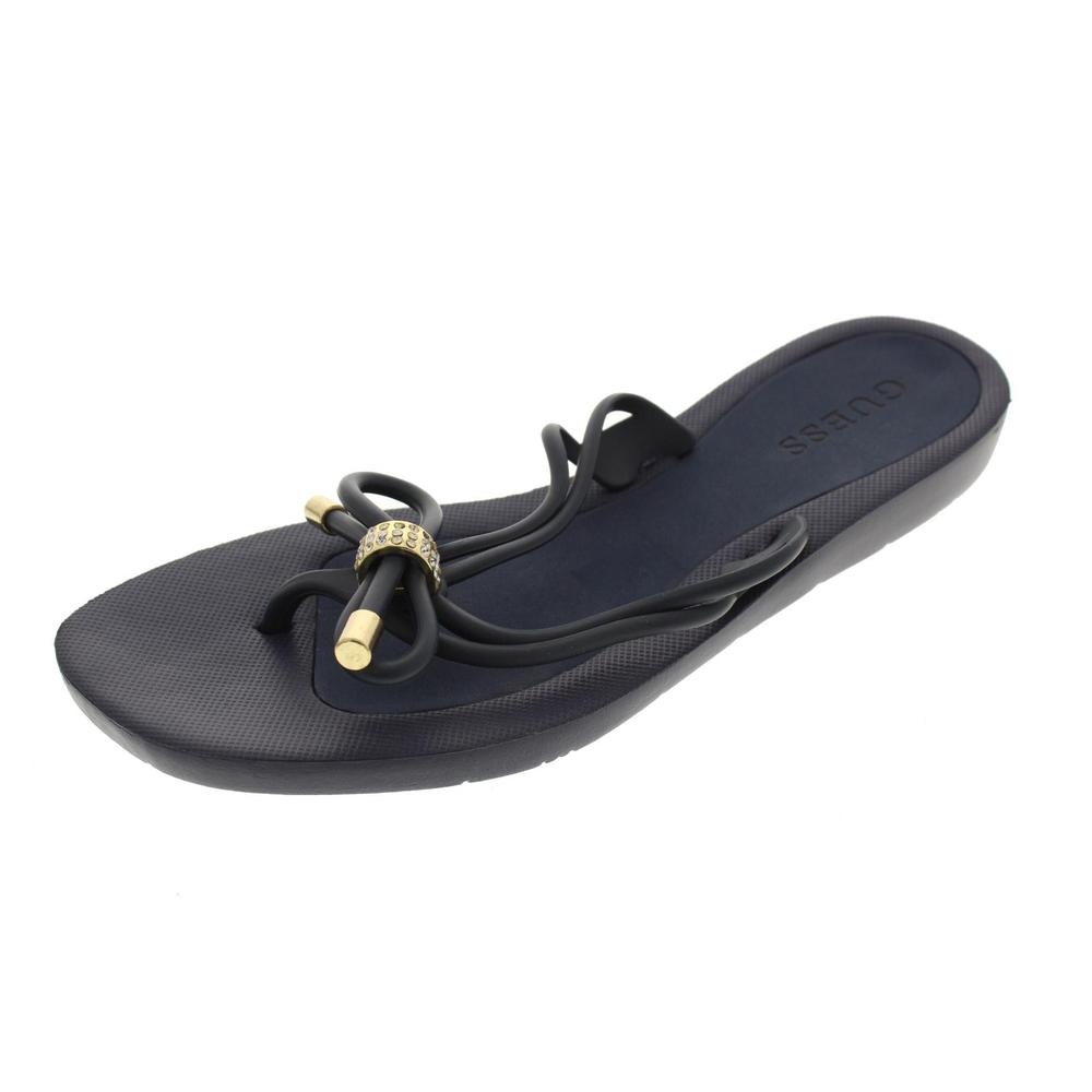 Guess NEW Talya Navy Embellished Slide Flat Thong Sandals Shoes 5 BHFO ...