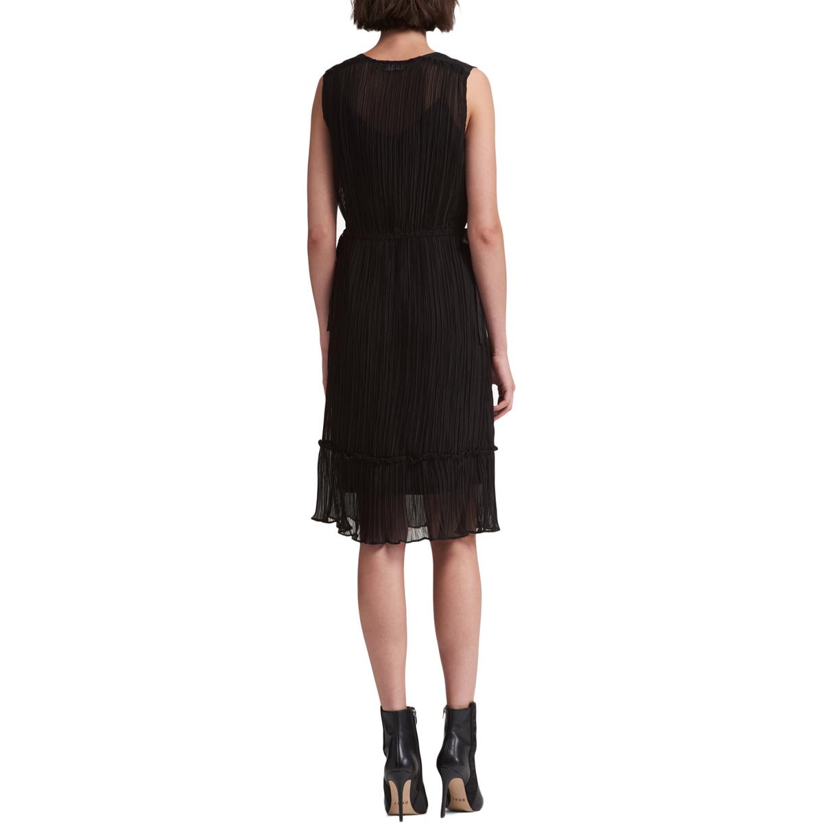 DKNY Womens Black Midi Pleated Sheer Cocktail Dress 12 BHFO 7904 | eBay