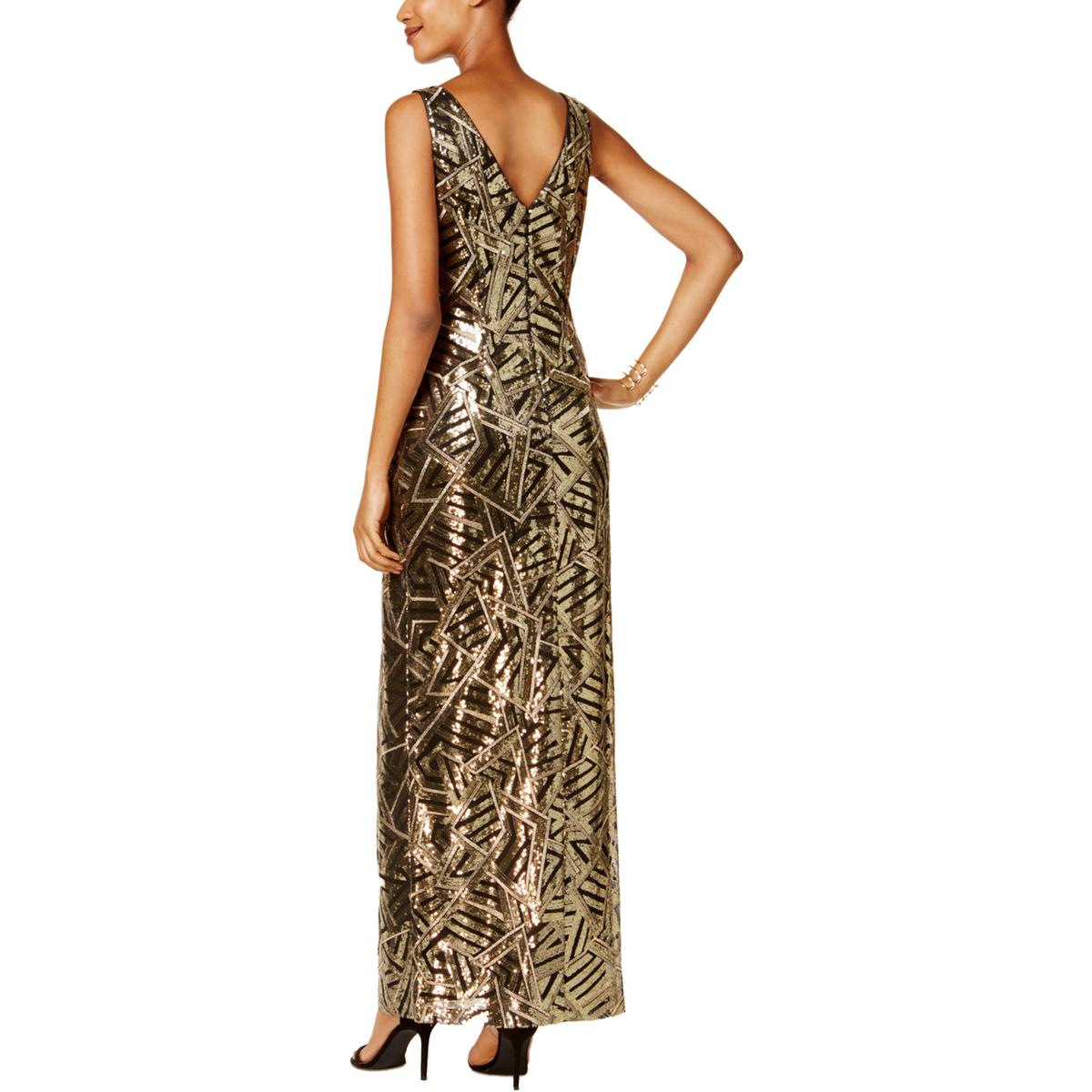 Vince Camuto Womens Gold Sequined Party Evening Dress Gown 8 BHFO 5613 ...