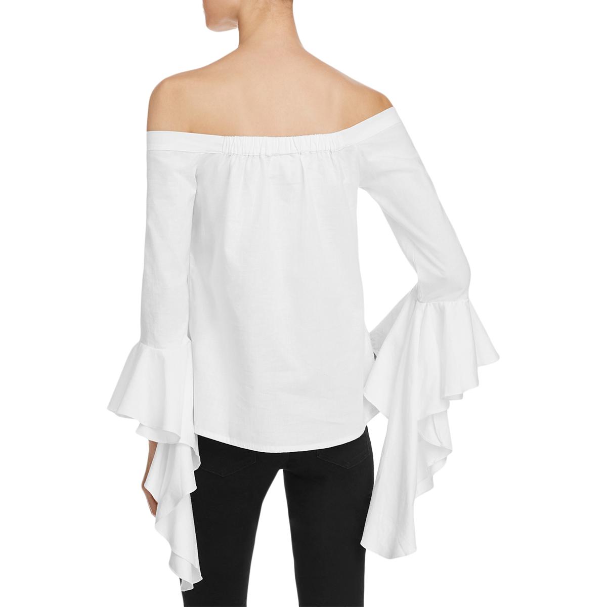 MLM Womens White Off-The-Shoulder Bell Sleeves Dress Blouse Top XS BHFO ...