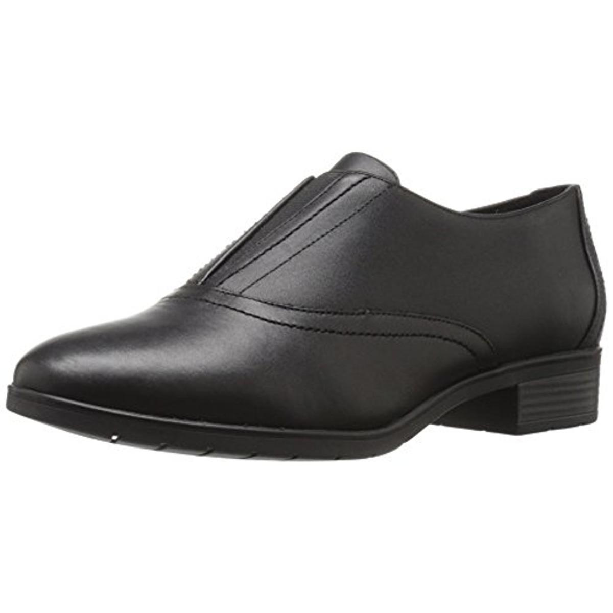 Easy Spirit Womens Neota Black Leather Oxfords Shoes 9.5 Medium (B,M ...
