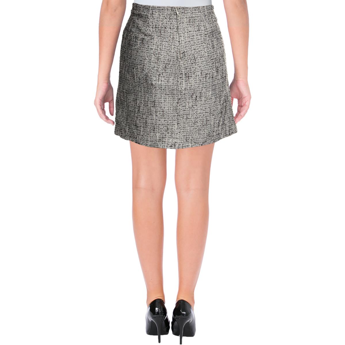 Aqua Womens Black-Ivory Tweed Metallic Mini A-Line Skirt M BHFO 7648 | eBay