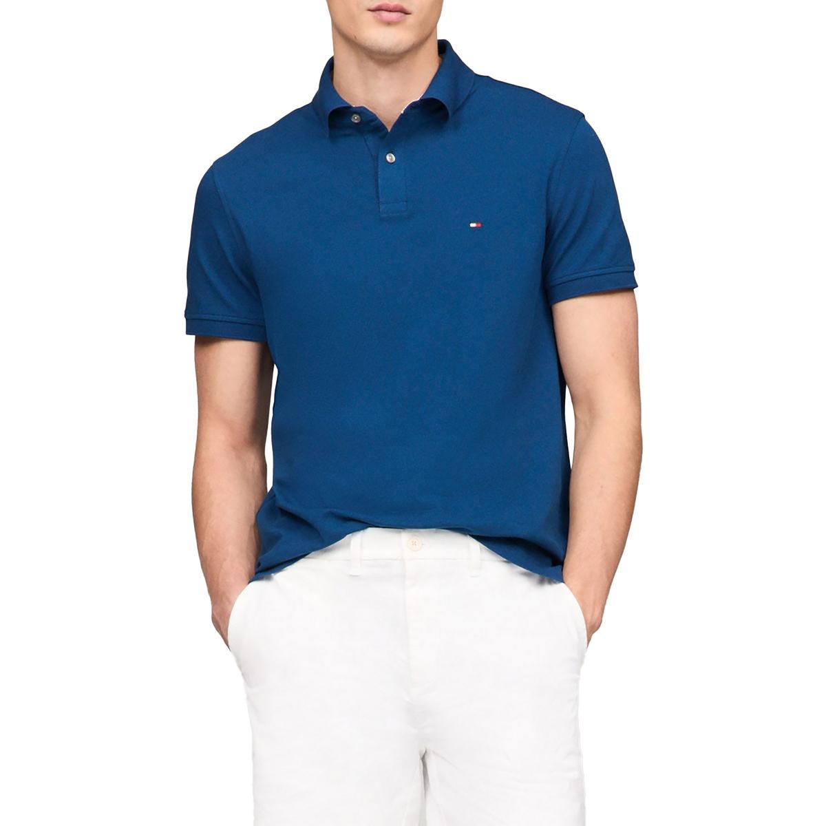 Мужское поло из хлопчатобумажной ткани с коротким рукавом и логотипом Tommy Hilfiger BHFO 5270