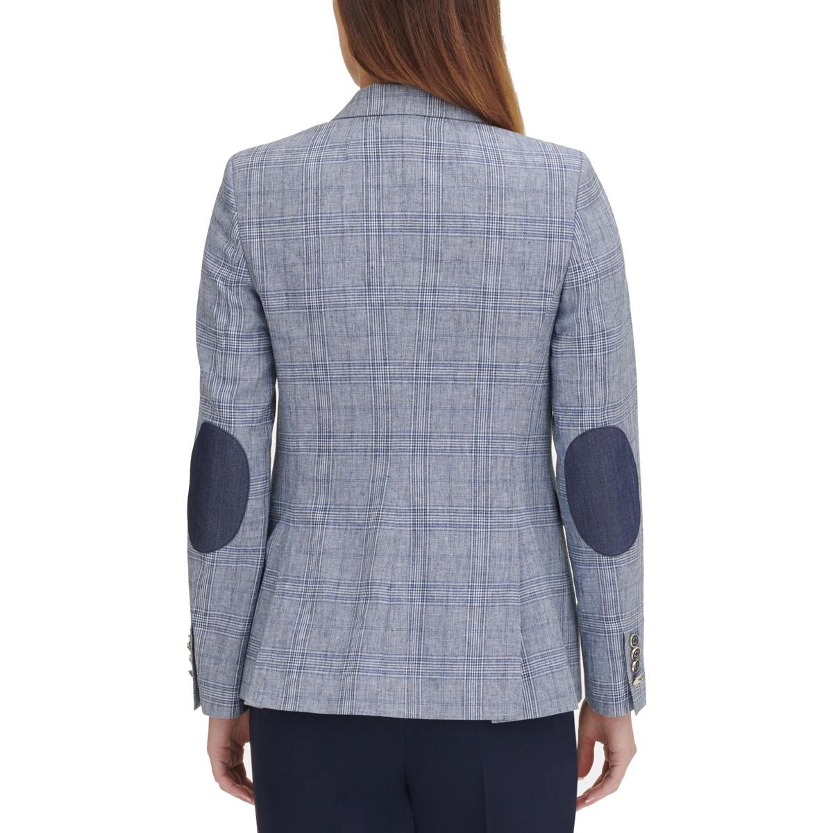 Tommy Hilfiger Womens Navy Linen Blend TwoButton Blazer Jacket 14 BHFO