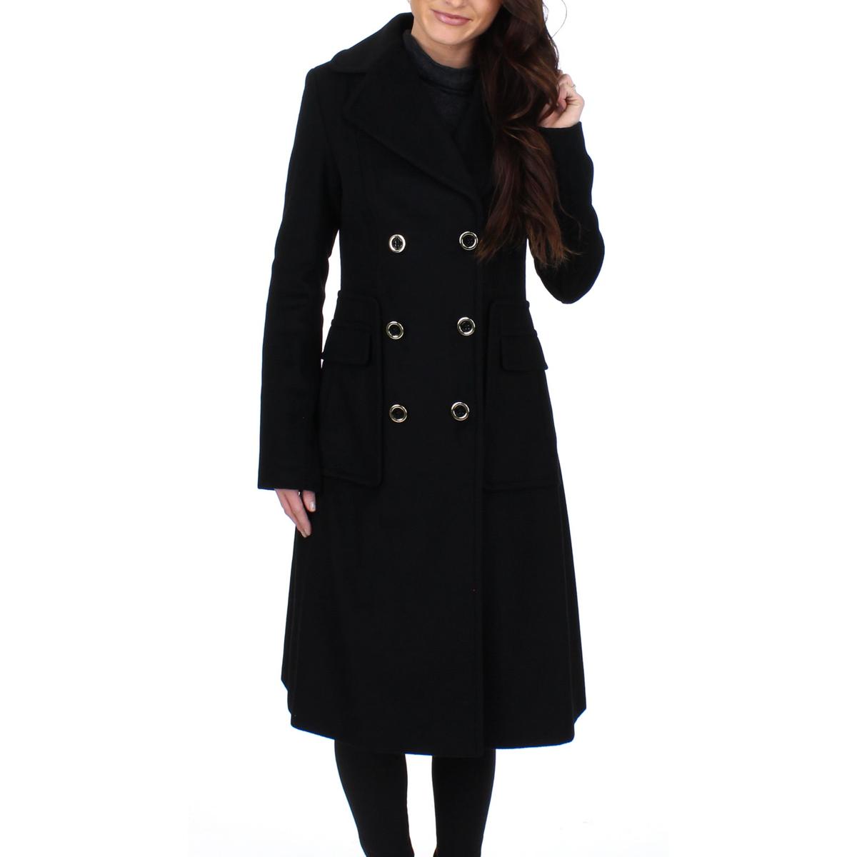Ivanka Trump Womens Black Winter Wool Midi Coat Outerwear 2 BHFO 0487 ...