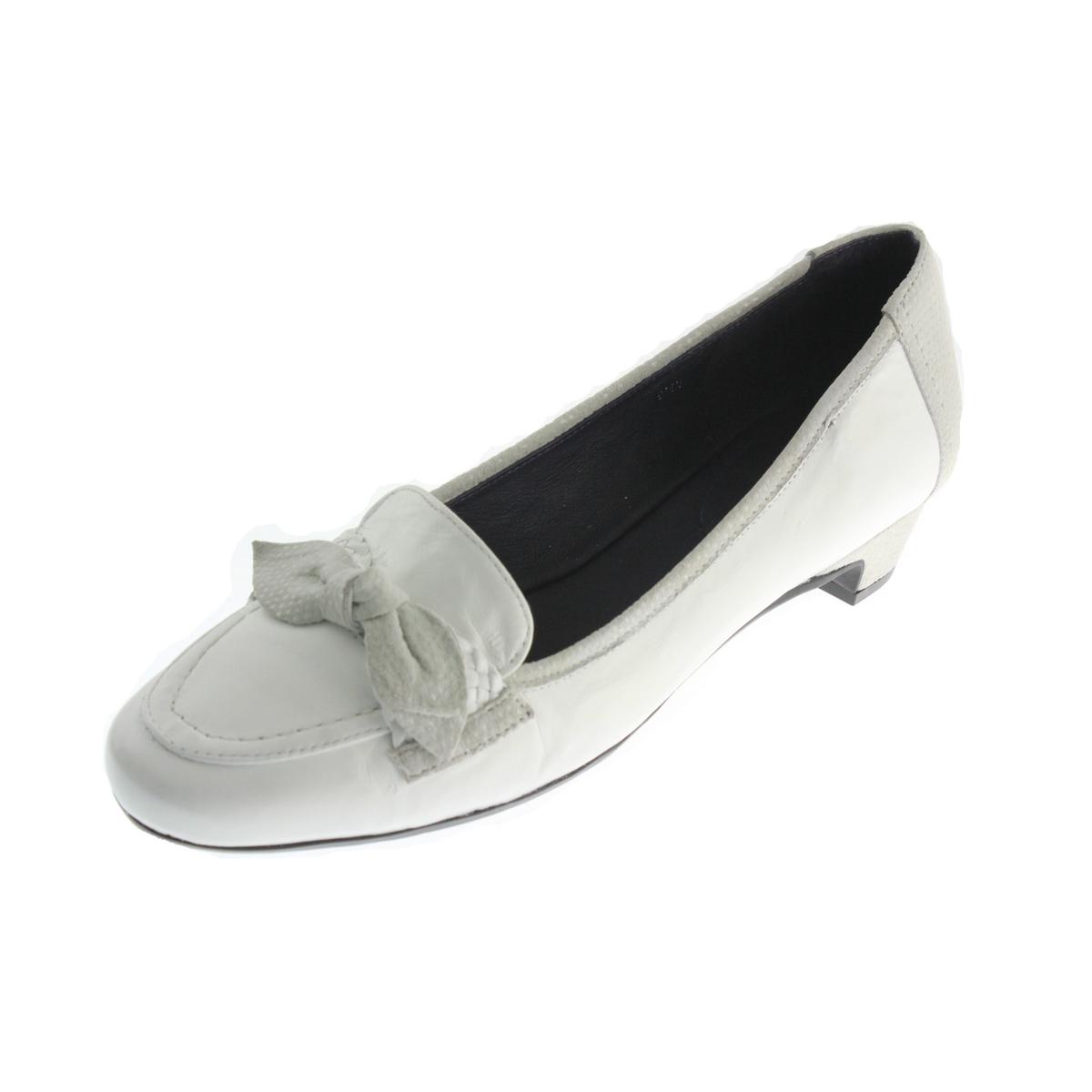 VANELi 2985 Womens White Leather Bow Loafers Shoes 9.5 Narrow (AA,N ...