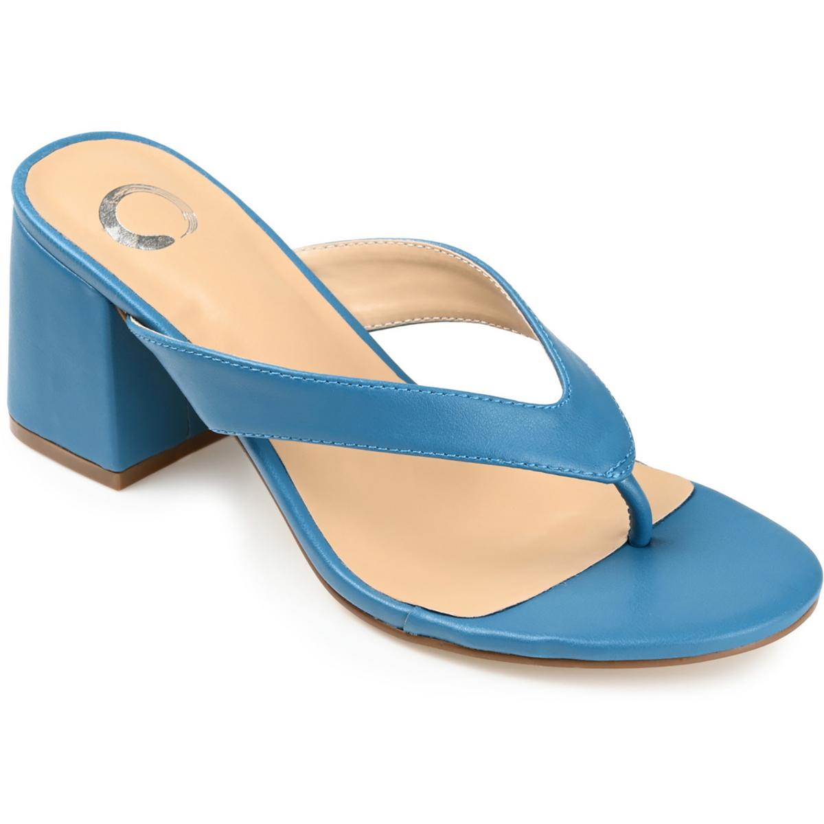 Journee Collection Womens Alika Faux Leather Slip On Thong Heels Shoes BHFO 8522 - Picture 3 of 5