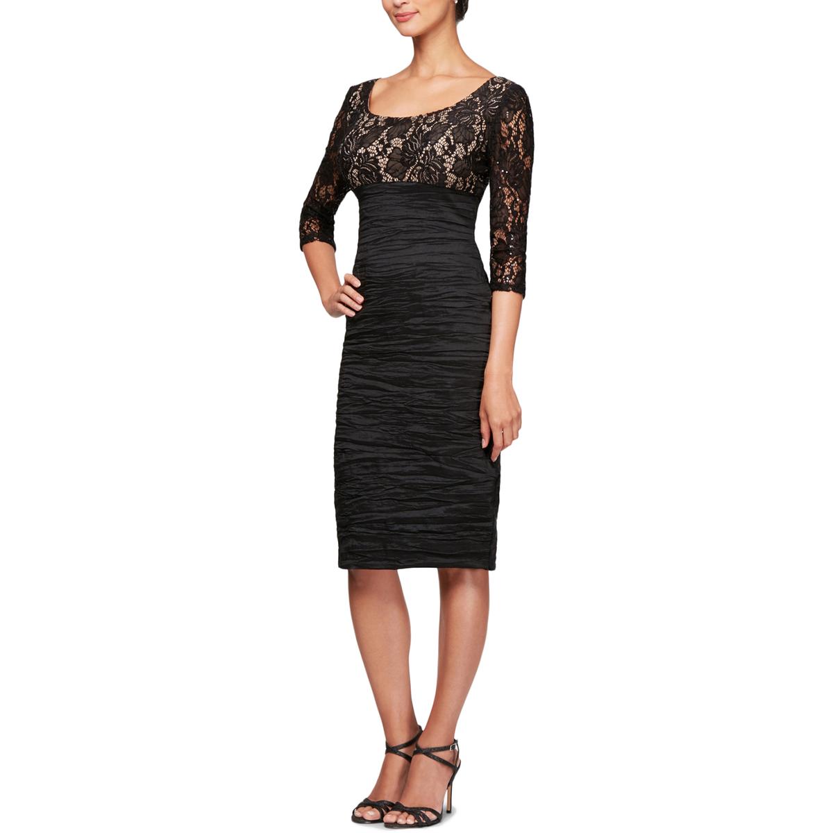 Alex Evenings Womens Black Lace Sequined Sheath Dress 10 BHFO 6976 | eBay