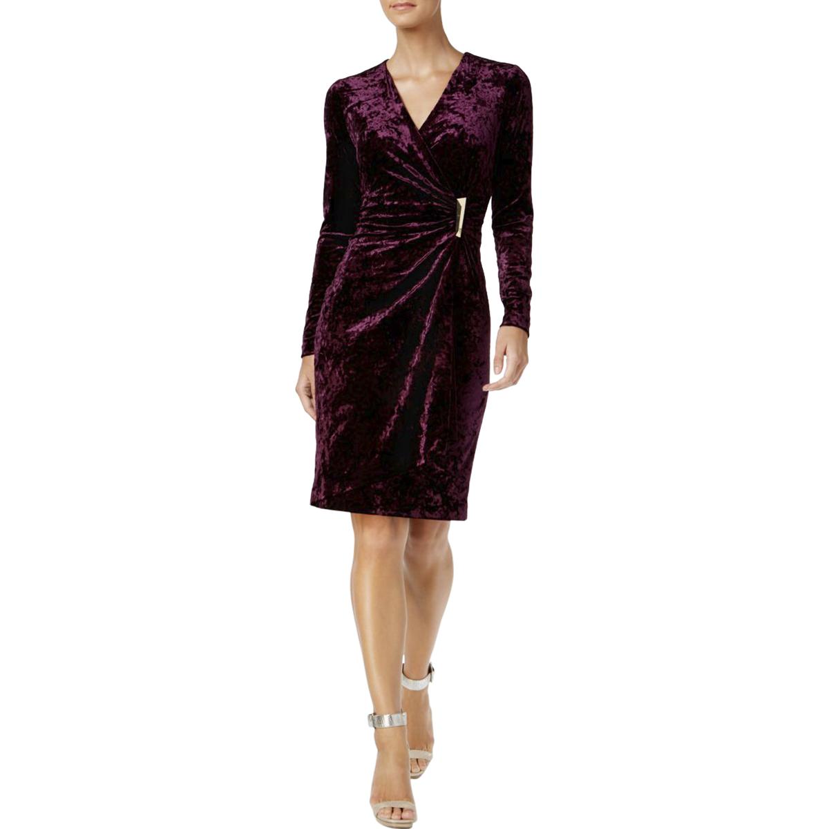 Calvin Klein Womens Purple Long Sleeves Knee-Length Cocktail Dress 8 ...