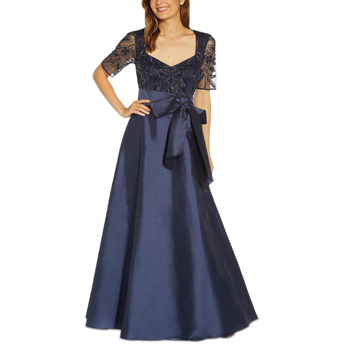 Adrianna Papell Женское темно-синее вечернее платье макси с украшением 6 BHFO 1371