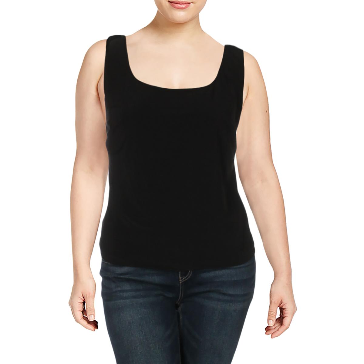 Alex Evenings Womens Black Knit Sleeveless Tank Top Shell Plus 1X BHFO