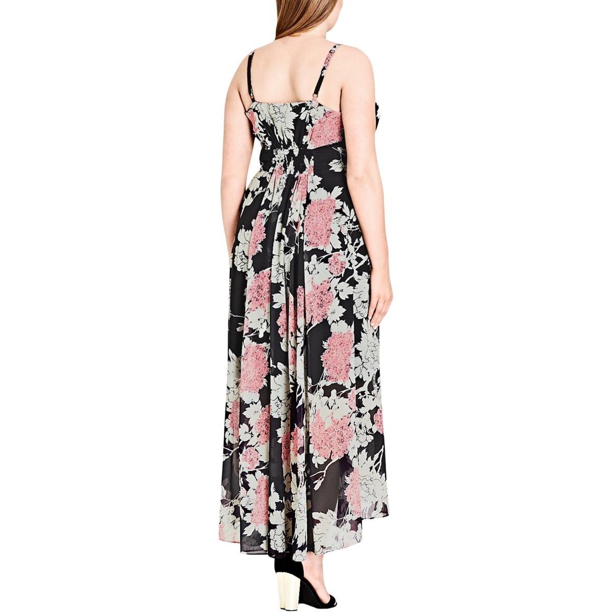 City Chic Womens Black Floral Print Casual Summer Maxi Dress Plus 16 S ...