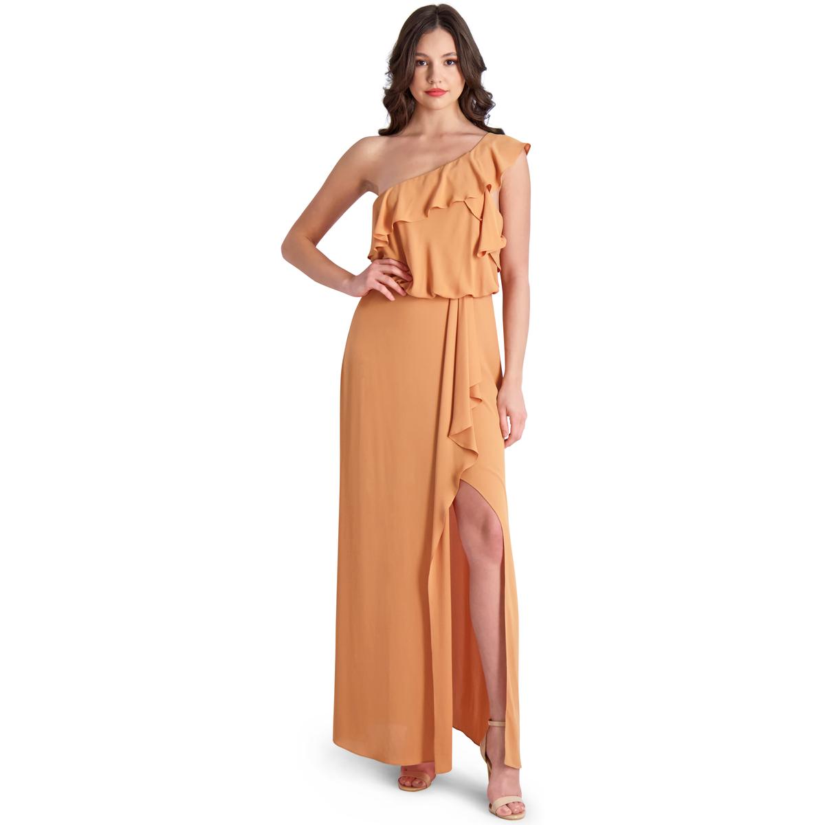 BCBGMAXAZRIA Dahlia Women’s Ruffled One Shoulder Front Slit Gown - Picture 6 of 8