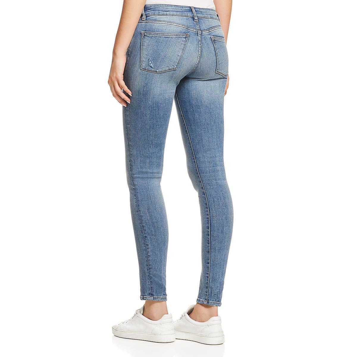 DL1961 Womens Florence Blue Mid-Rise Ripped Denim Skinny Jeans 30 BHFO ...