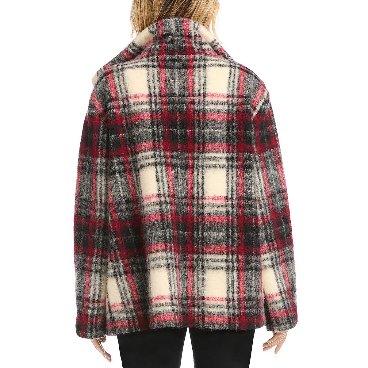 Plaid wool clearance womens coat