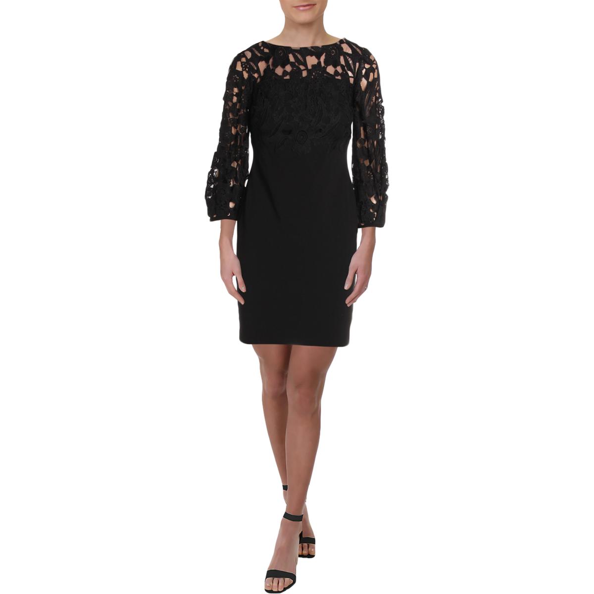 Lauren Ralph Lauren Womens Claire Black Sheer Party Dress Petites 2P ...