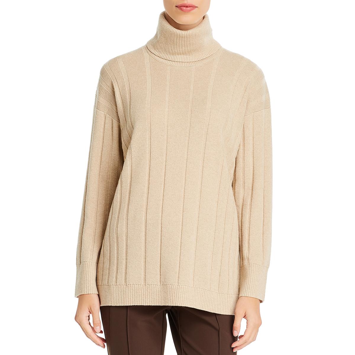 Download Lafayette 148 Womens Beige Cashmere Ribbed Turtleneck ...