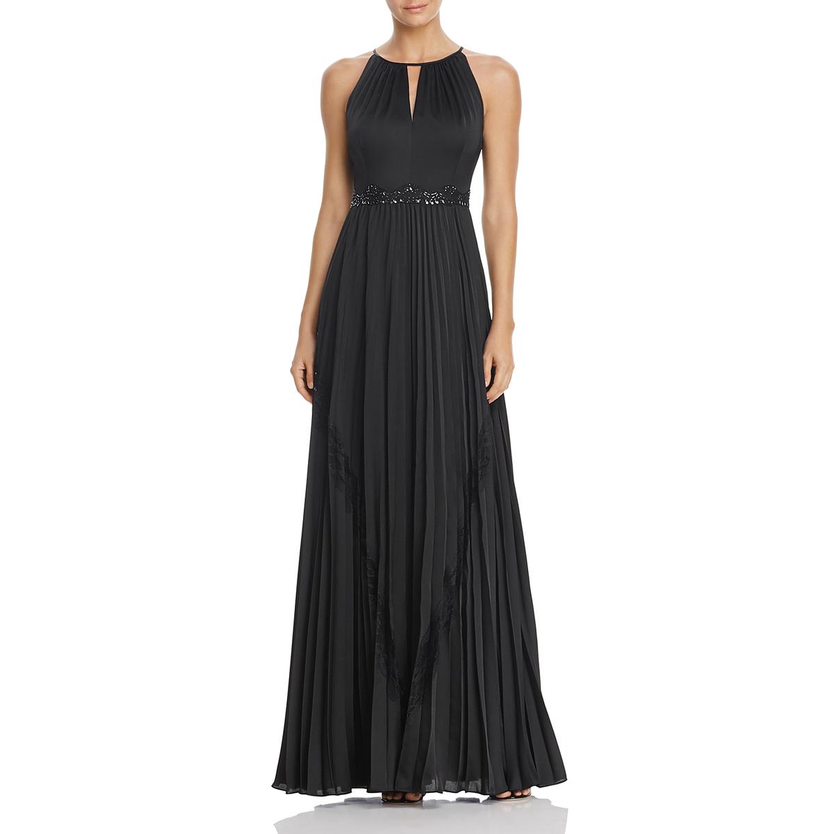 Adrianna Papell Womens Beaded Pleated High-Neck Formal Dress Gown BHFO ...