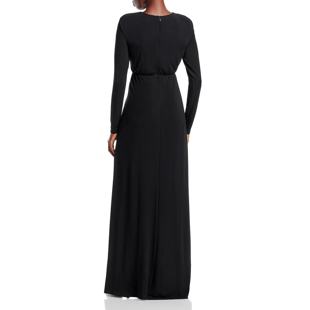 Ramy Brook Womens Plunging Gathered Long Sleeve Evening Dress Gown