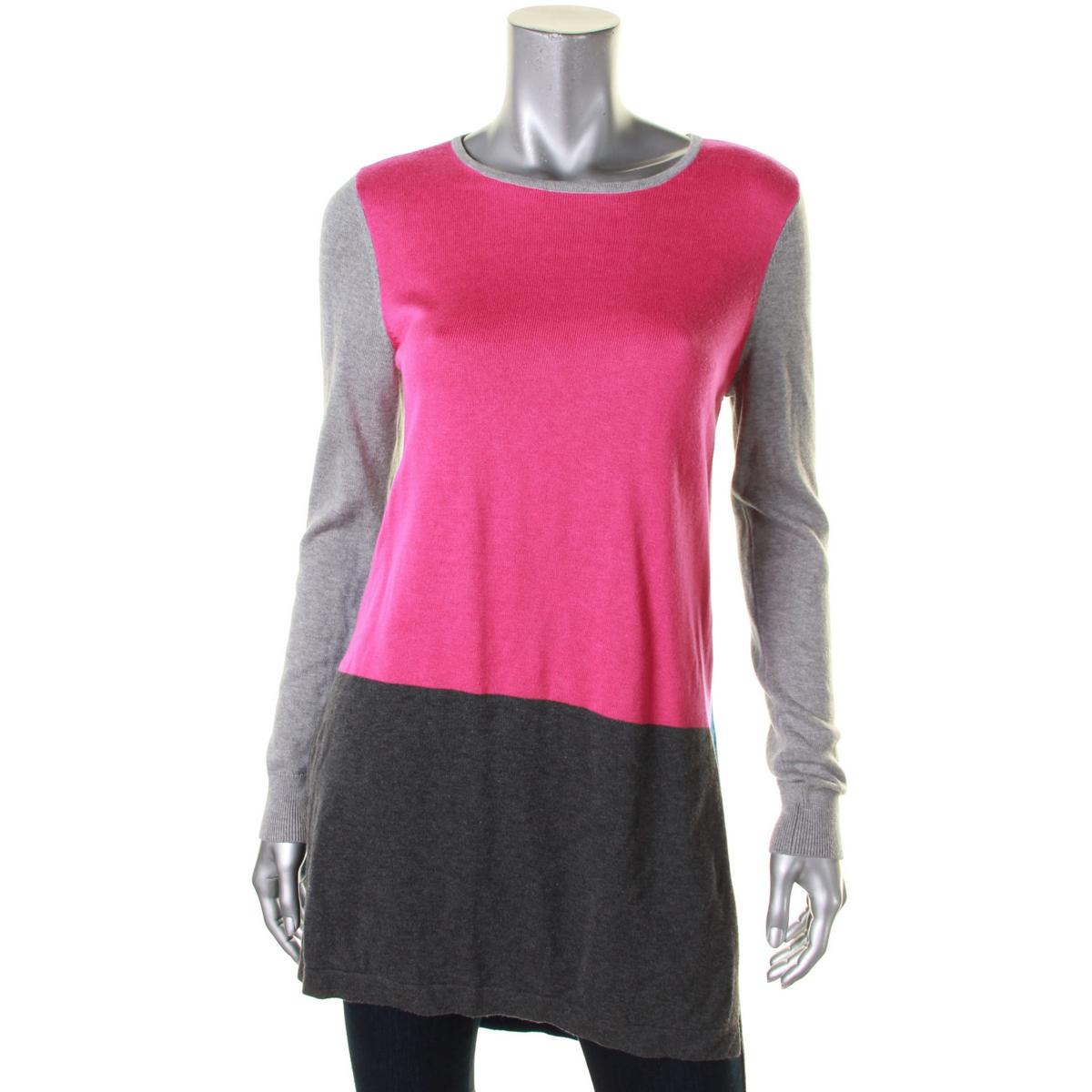 Vince Camuto 8316 Womens Colorblock Hi-Low Long Sleeves Tunic ...