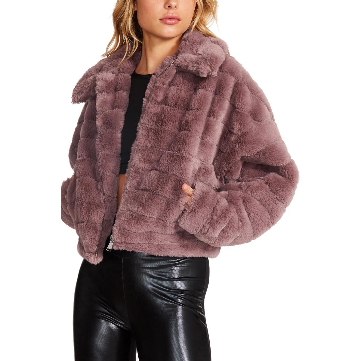 Steve Madden Just Fuzz Women’s Plush Faux Fur Slouchy Cropped Jacket