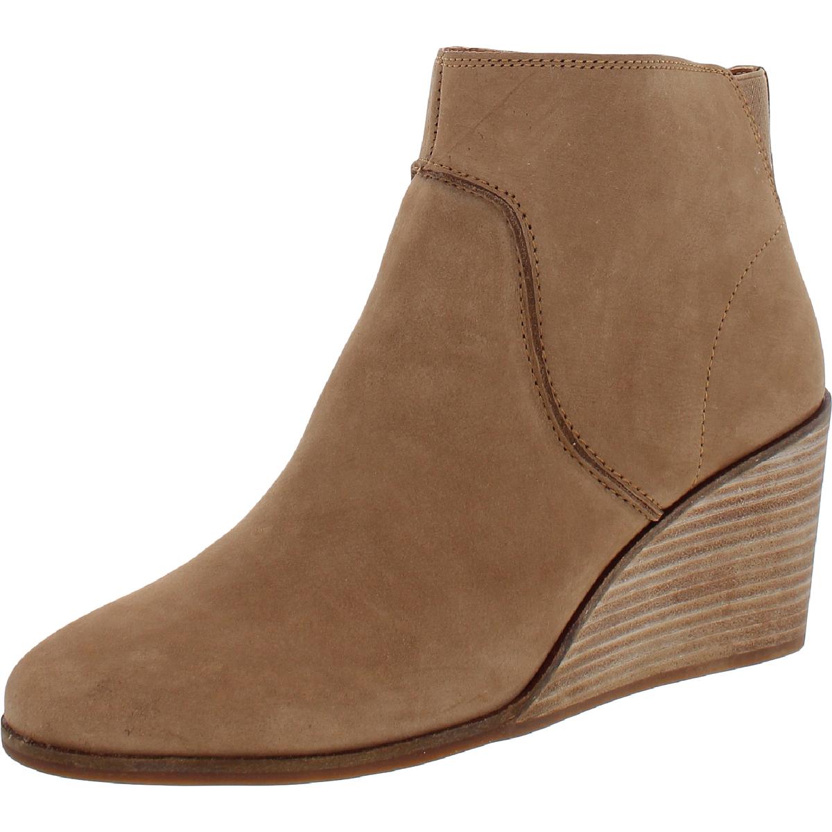 Lucky Brand Zanta Women's Leather Wedge Pull On Ankle Booties