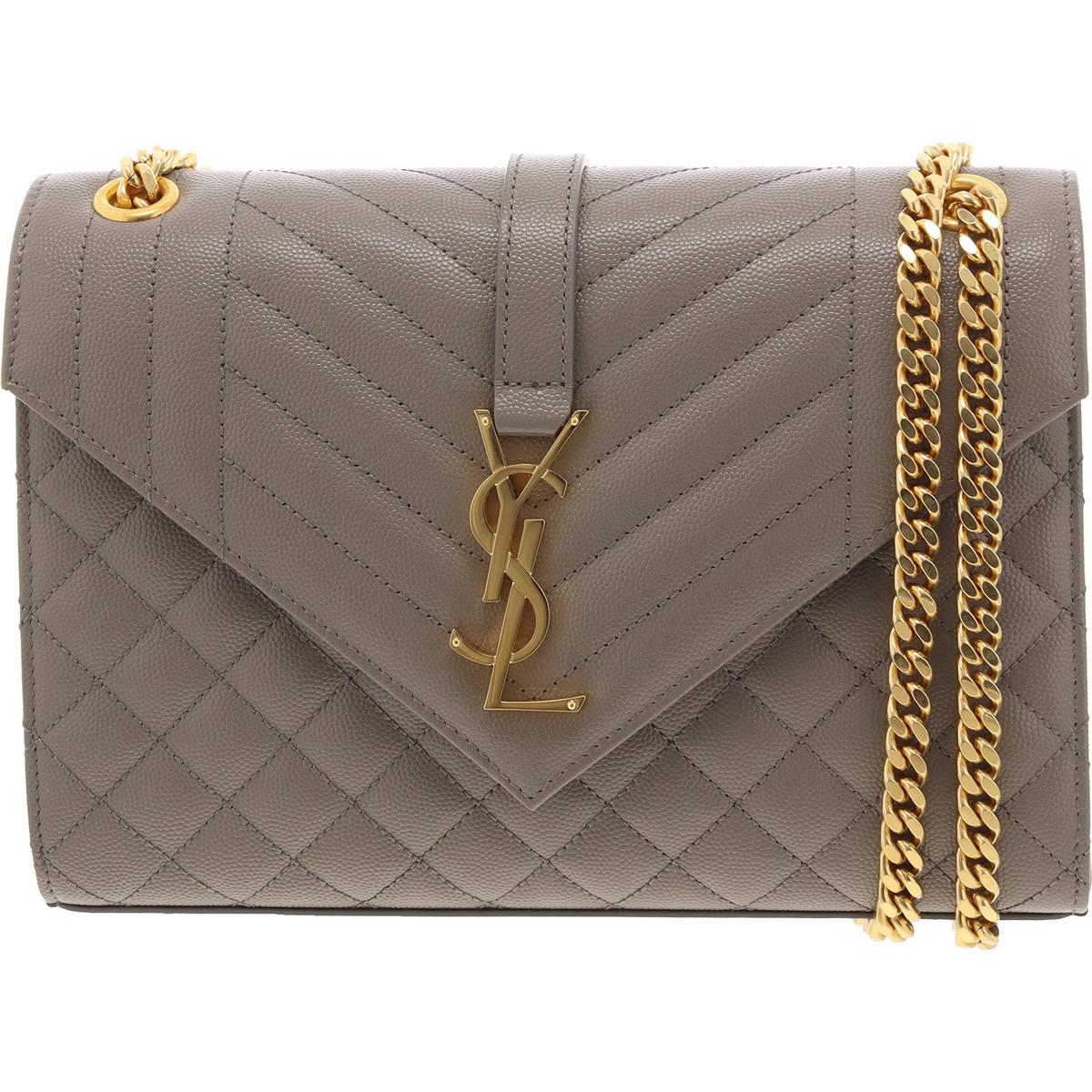 Женская серая стеганая кожаная сумка через плечо Yves Saint Laurent, маленькая BHFO 7596