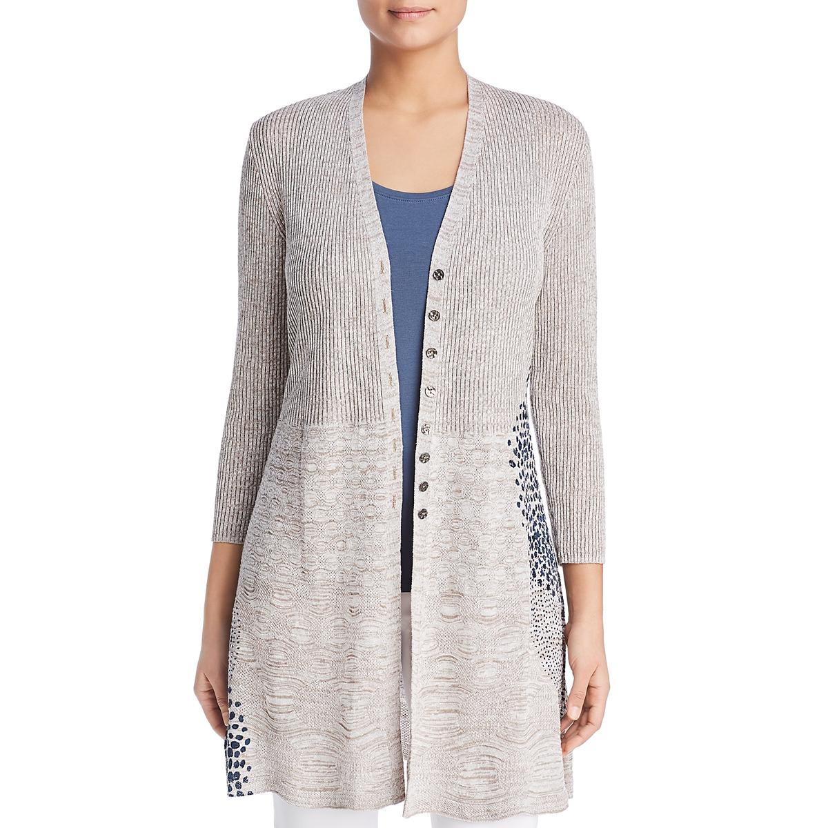 Nic + Zoe Womens Bustle Beige Linen Blend Cardigan Sweater Jacket XXL ...